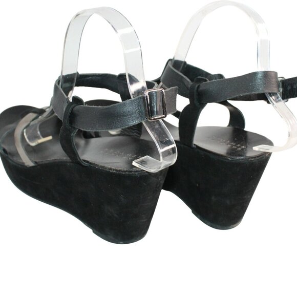 Barneys New York Womens Sz 40 Black Strappy Open Toe Leather Platform Sandals  - Picture 7 of 12